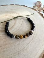 PULSERA MACRAMÉ TRIPLE PROTECCIÓN | OBSIDIANA | OJO TIGRE | TURMALINA