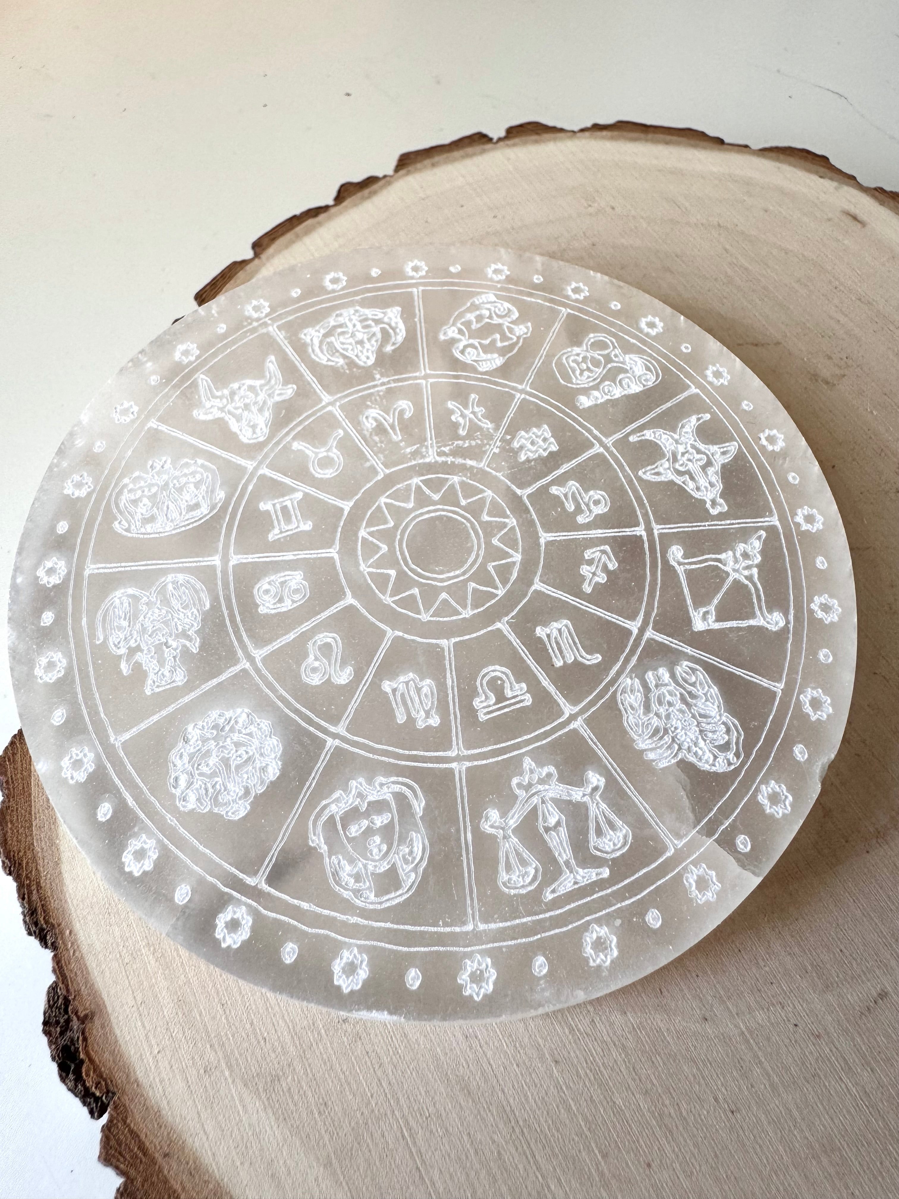 PLACA SELENITA 10CM  HORÓSCOPOS | RECARGA Y LIMPIEZA