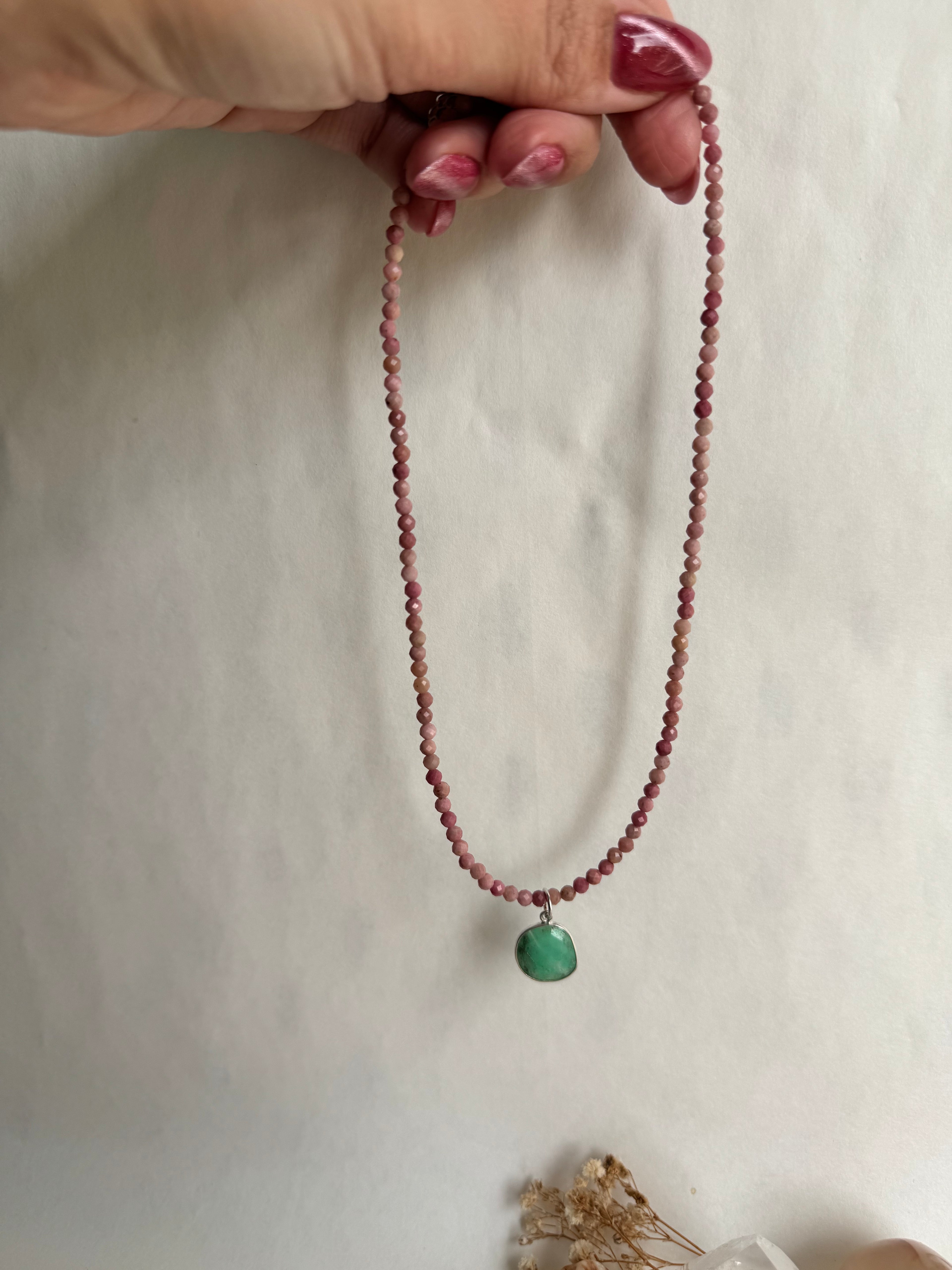 COLLAR SANAR Y RENACER | RODONITA Y CRISOPRASA