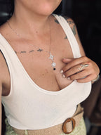 COLGANTE TRIPLE PROTECCIÓN | NUDO DE BRUJA TETRAGRAMATON Y ÓNIX CON CADENA