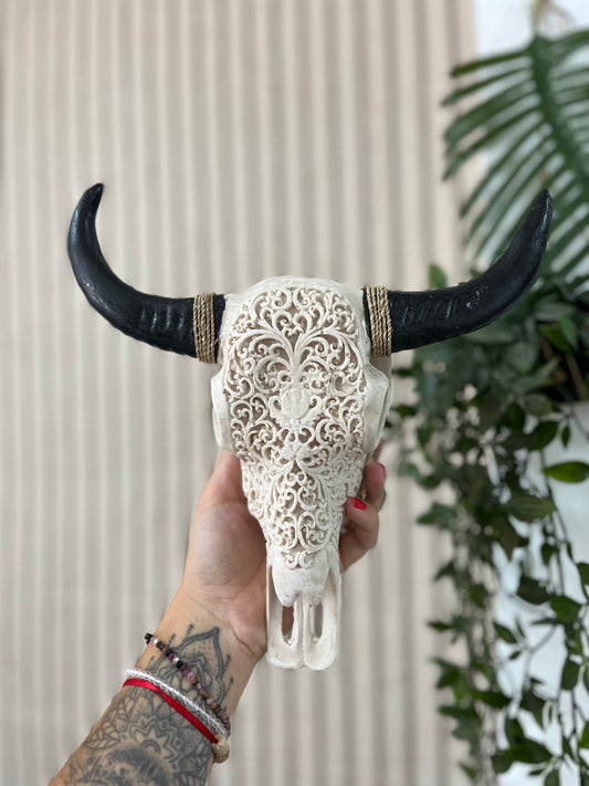 Cabeza de búfalo tallada resina 25cm