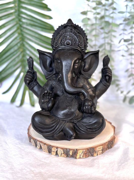 GANESHA RESINA NEGRA 23CM | ABRECAMINOS