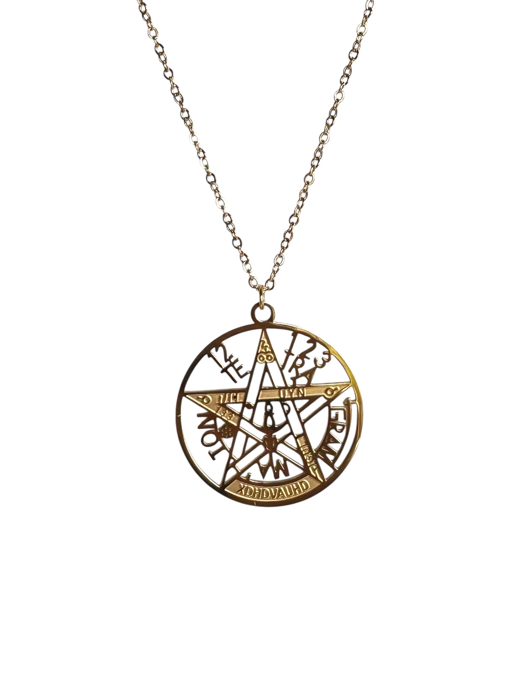 COLGANTE TETRAGRAMATON ACERO DORADO