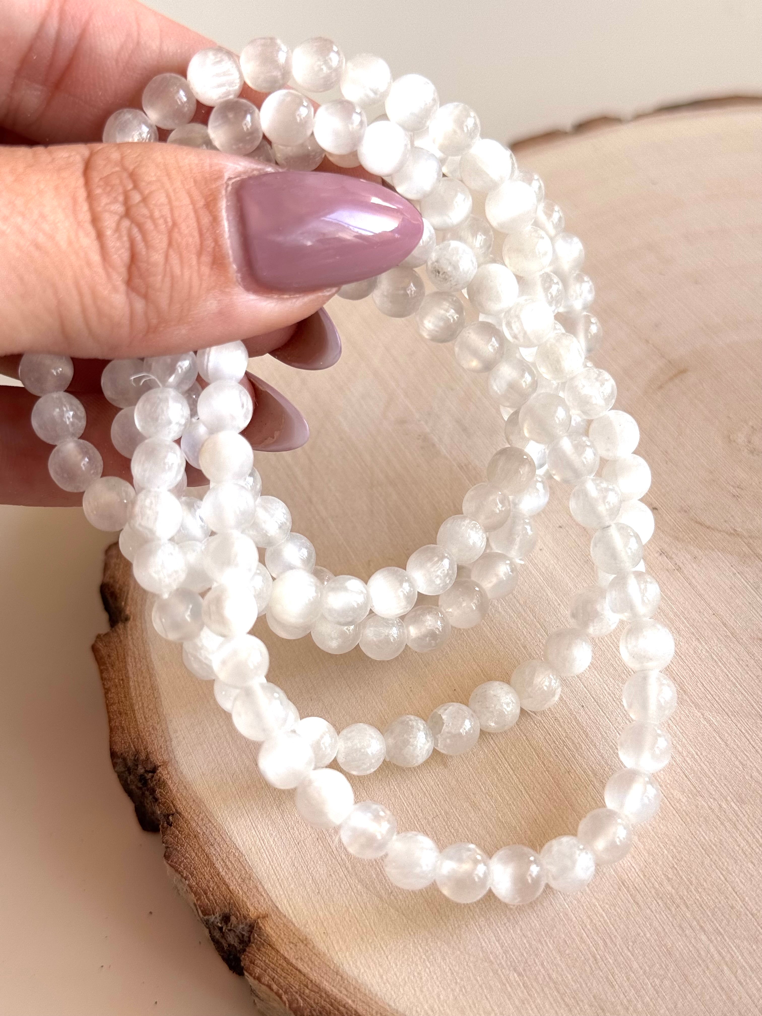 PULSERA DE SELENITA 6mm| CALMA | LIMPIEZA Y RECARGA