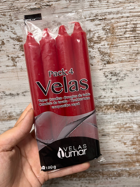 Pack velas rojas 4un 17cm