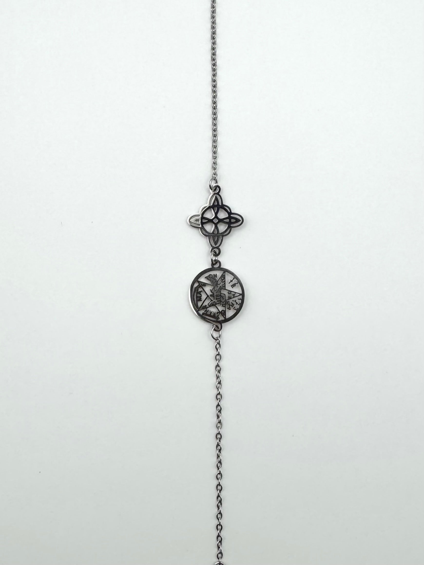 PULSERA DOBLE PROTECCION | ACERO | NUDO DE BRUJA Y TETRAGRAMATON