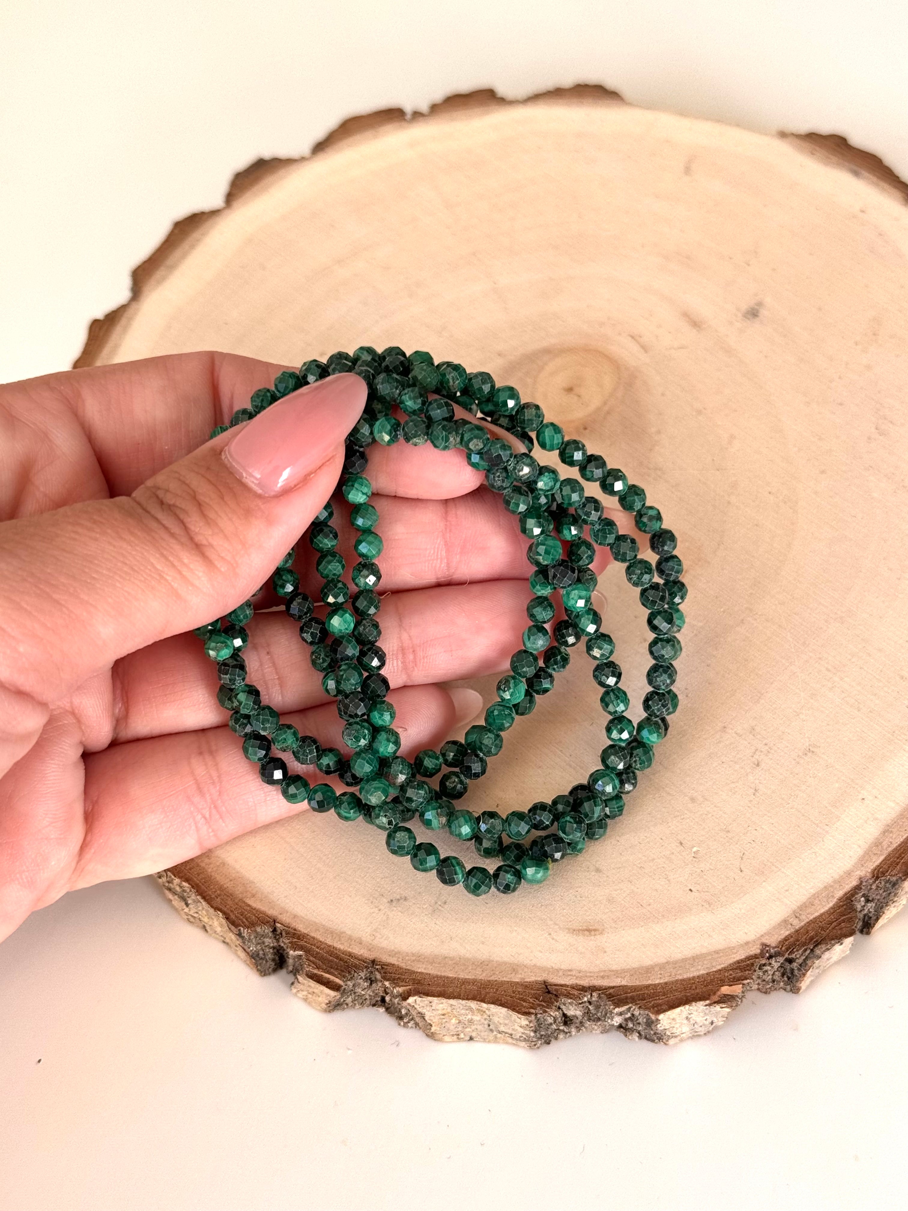 PULSERA FACETADA MALAQUITA EXTRA | TRANSFORMACIÓN | CORAZÓN