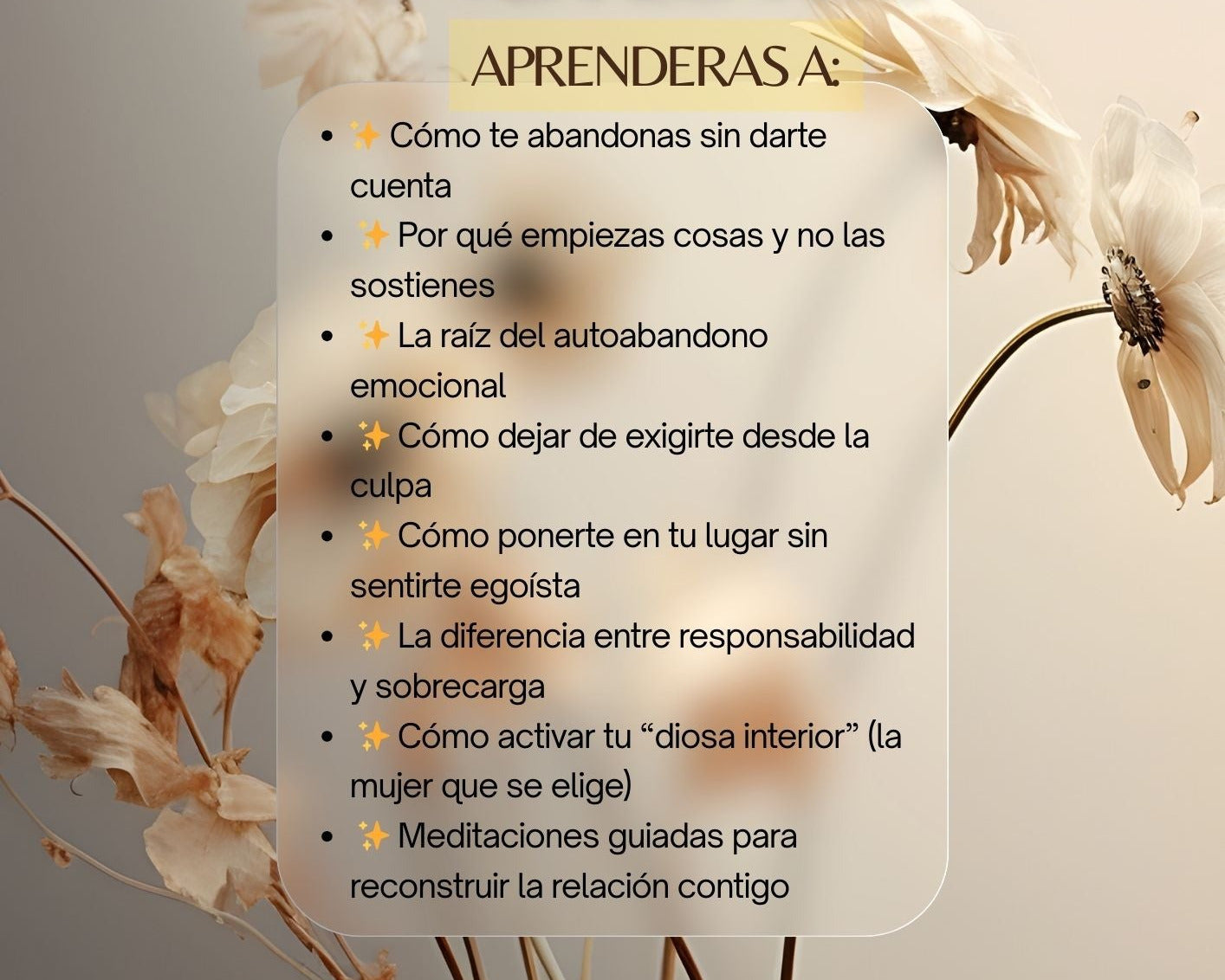 TALLER APRENDER A NO ABANDONARTE