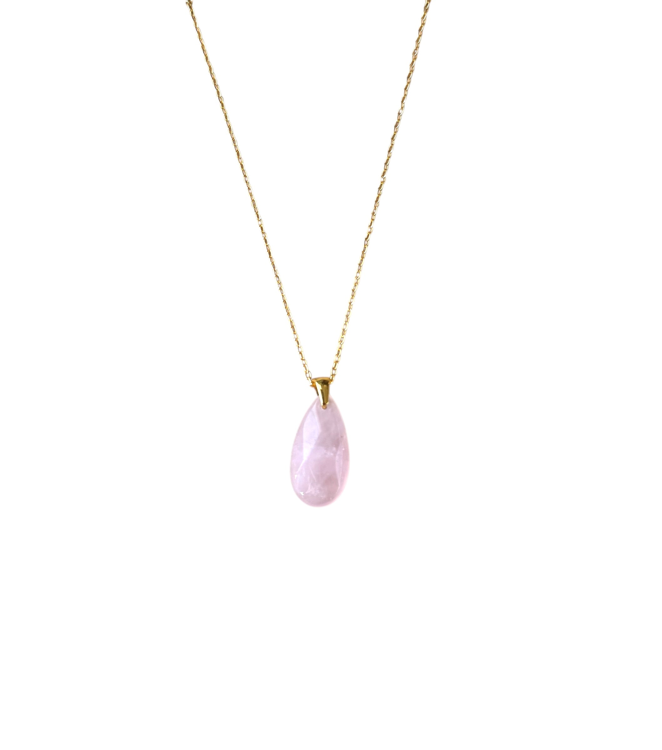 COLGANTE EN ACERO DORADO | FACETADO CUARZO ROSA | AMOR | AUTOESTIMA