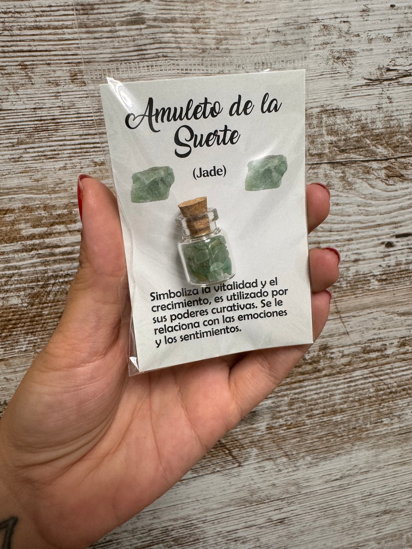 Amuleto botella de la suerte jade