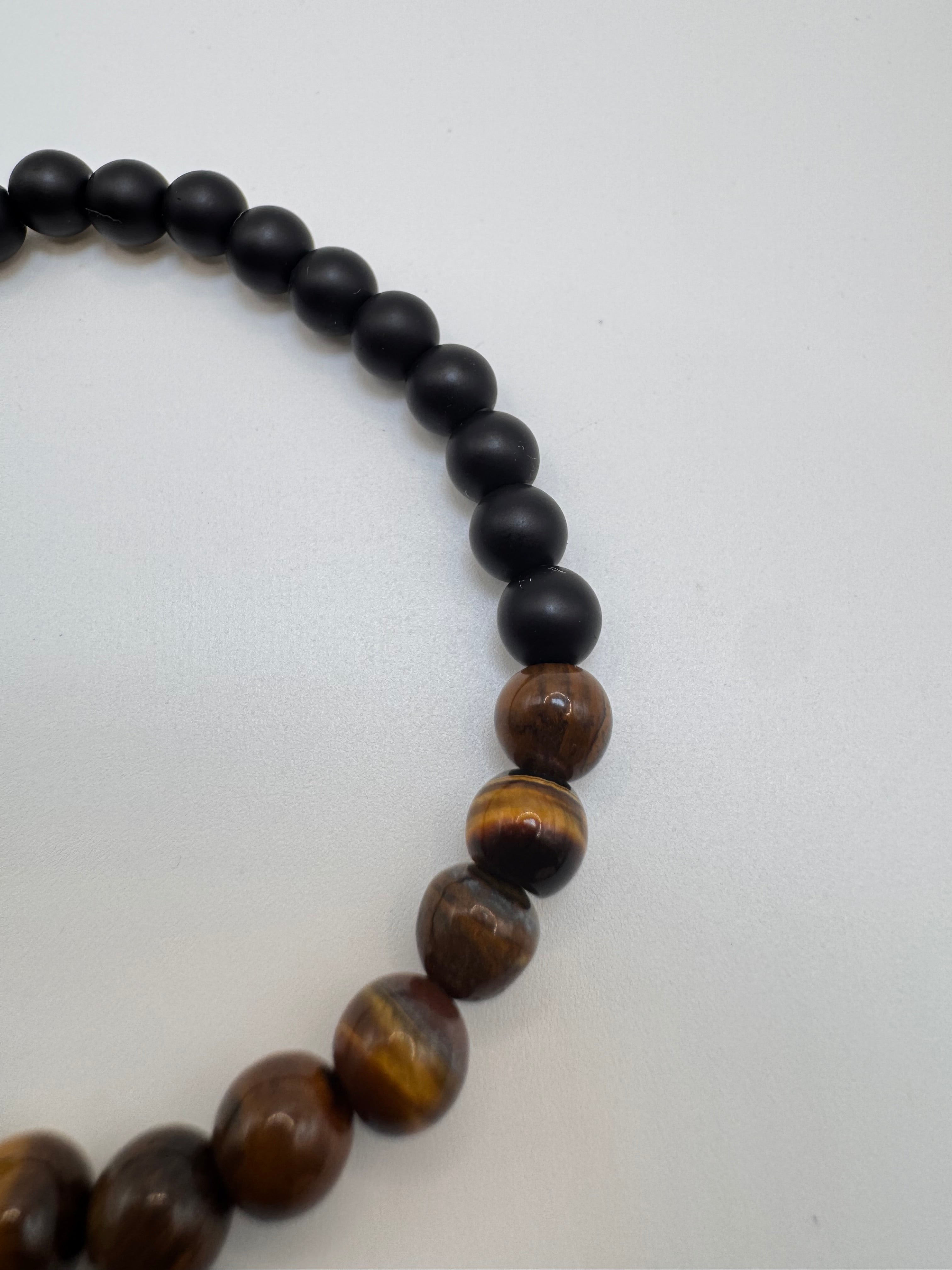 PULSERA OBSIDIANA MATE & OJO TIGRE