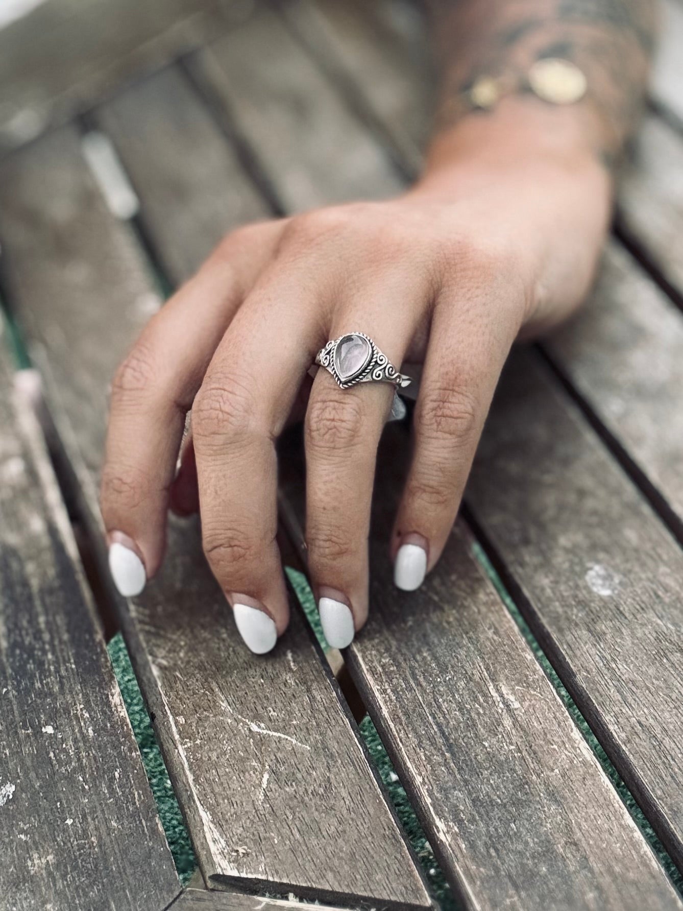 ANILLO BOHEMIO PLATA | CUARZO ROSA T13