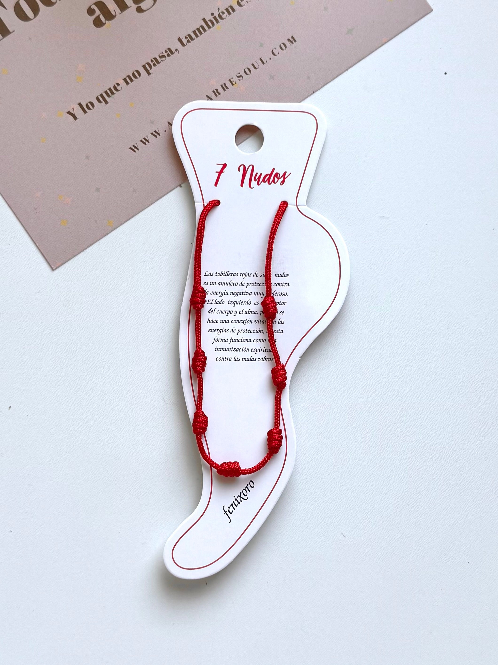 TOBILLERA 7 NUDOS ROJA