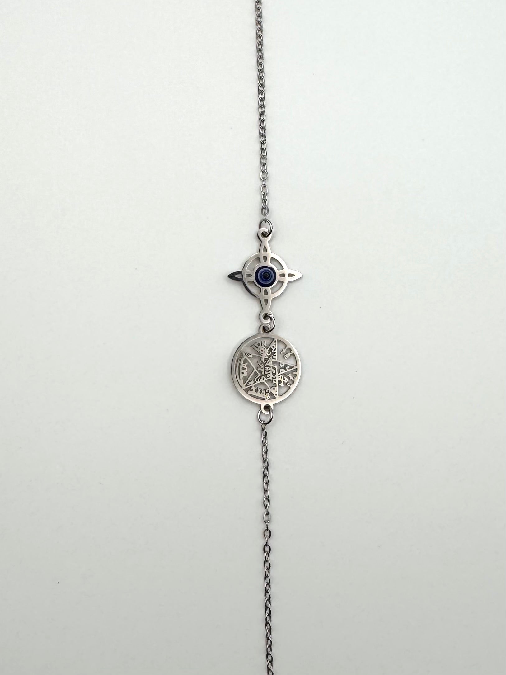 PULSERA DOBLE PROTECCIÓN ACERO CON OJO TURCO