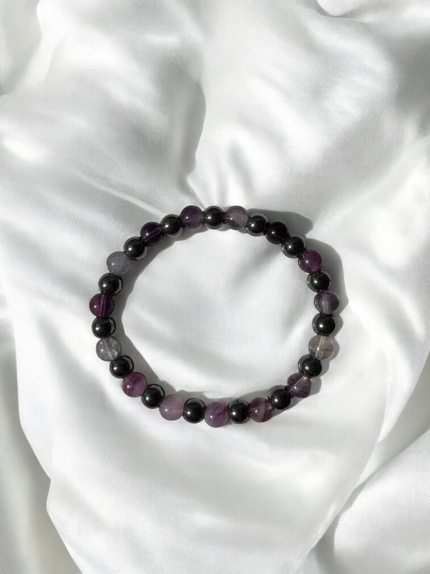 PULSERA COMBINADA | FLUORITA Y HEMATITA | CLARIDAD MENTAL | ESTUDIOS