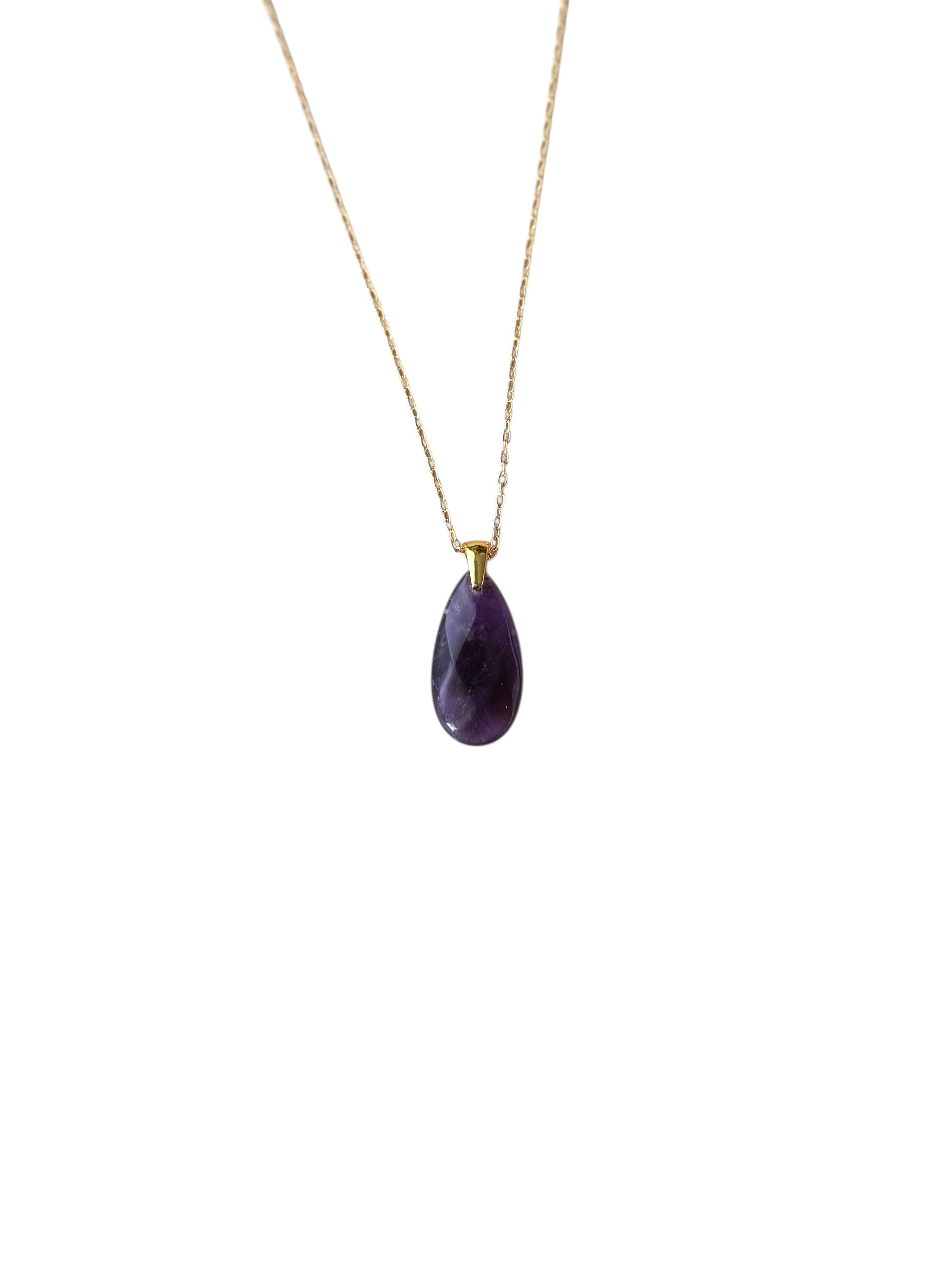 COLGANTE EN ACERO DORADO | FACETADO AMATISTA | CALMA 🧘