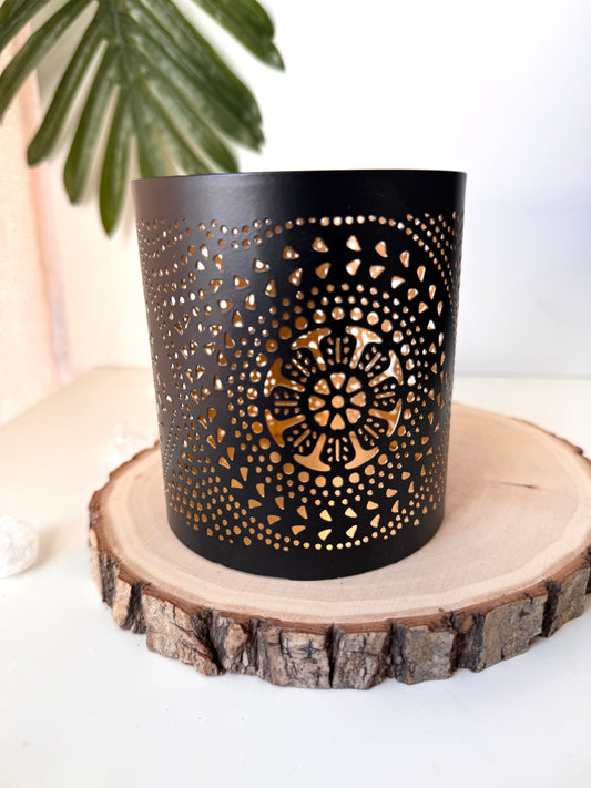 PORTA VELAS NEGRO CALADO | MANDALA