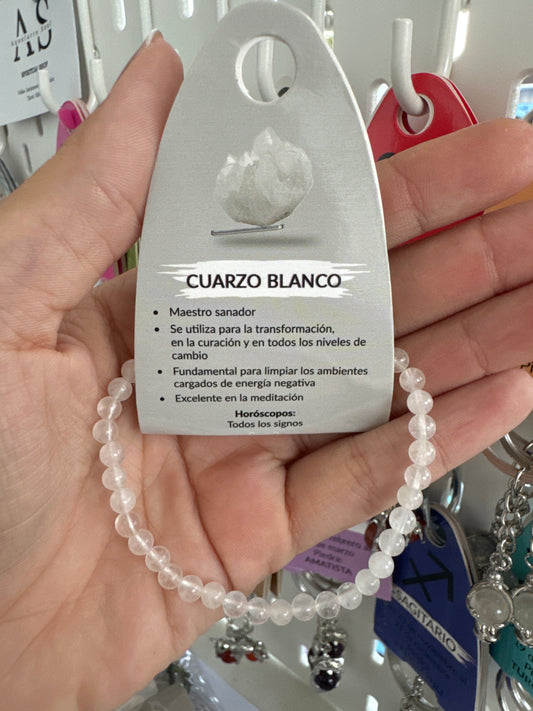 Pulsera cuarzo blanco 4mm