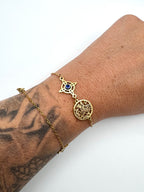 PULSERA DOBLE PROTECCIÓN ACERO CON OJO TURCO