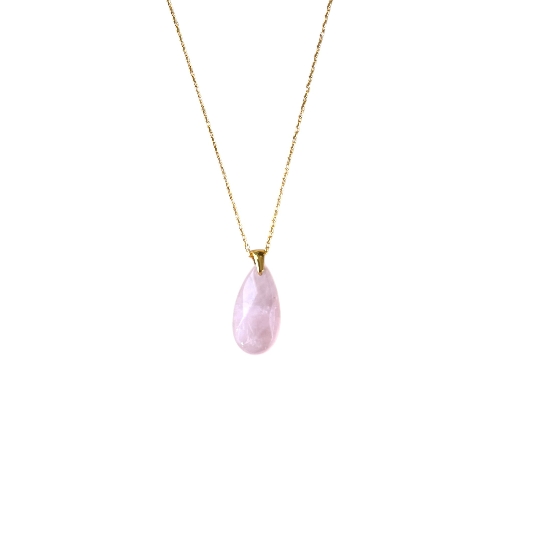 COLGANTE EN ACERO DORADO | FACETADO CUARZO ROSA | AMOR | AUTOESTIMA