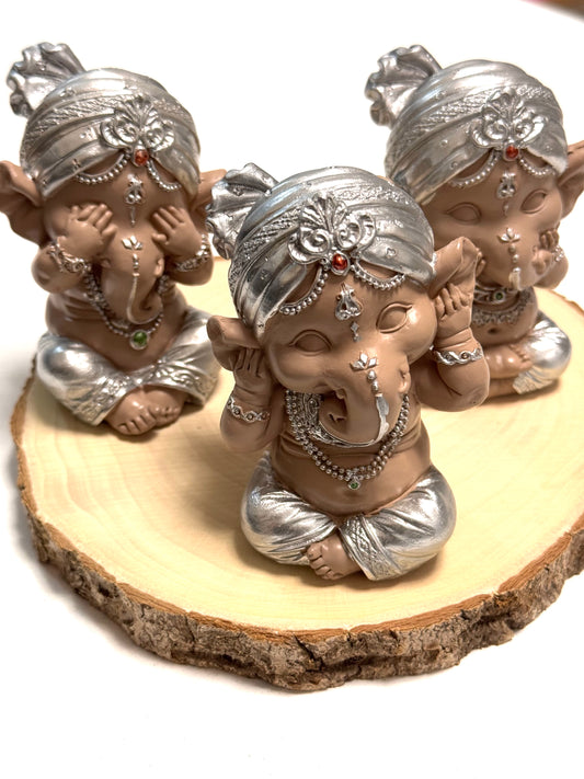 PACK TRIO GANESHAS VER OIR CALLAR | PLATA