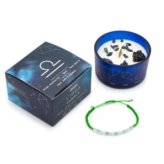 VELA ZODIACAL CON PULSERA DE PIEDRAS PRECIOSAS | LIBRA