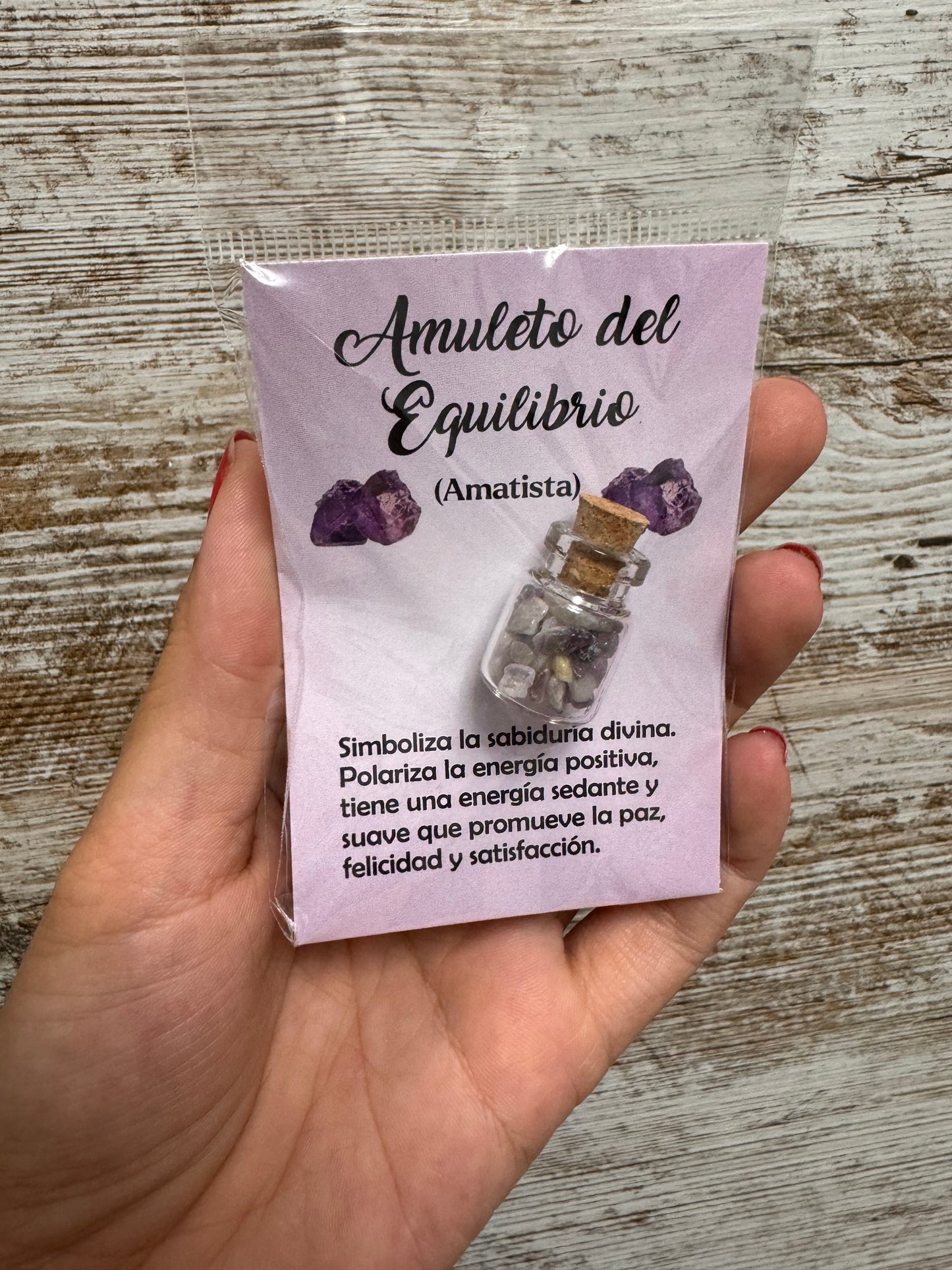 Amuleto botella del equilibrio amatista