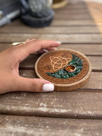 PORTA INCIENSO MADERA TRIQUETA Y AVENTURINA VERDE