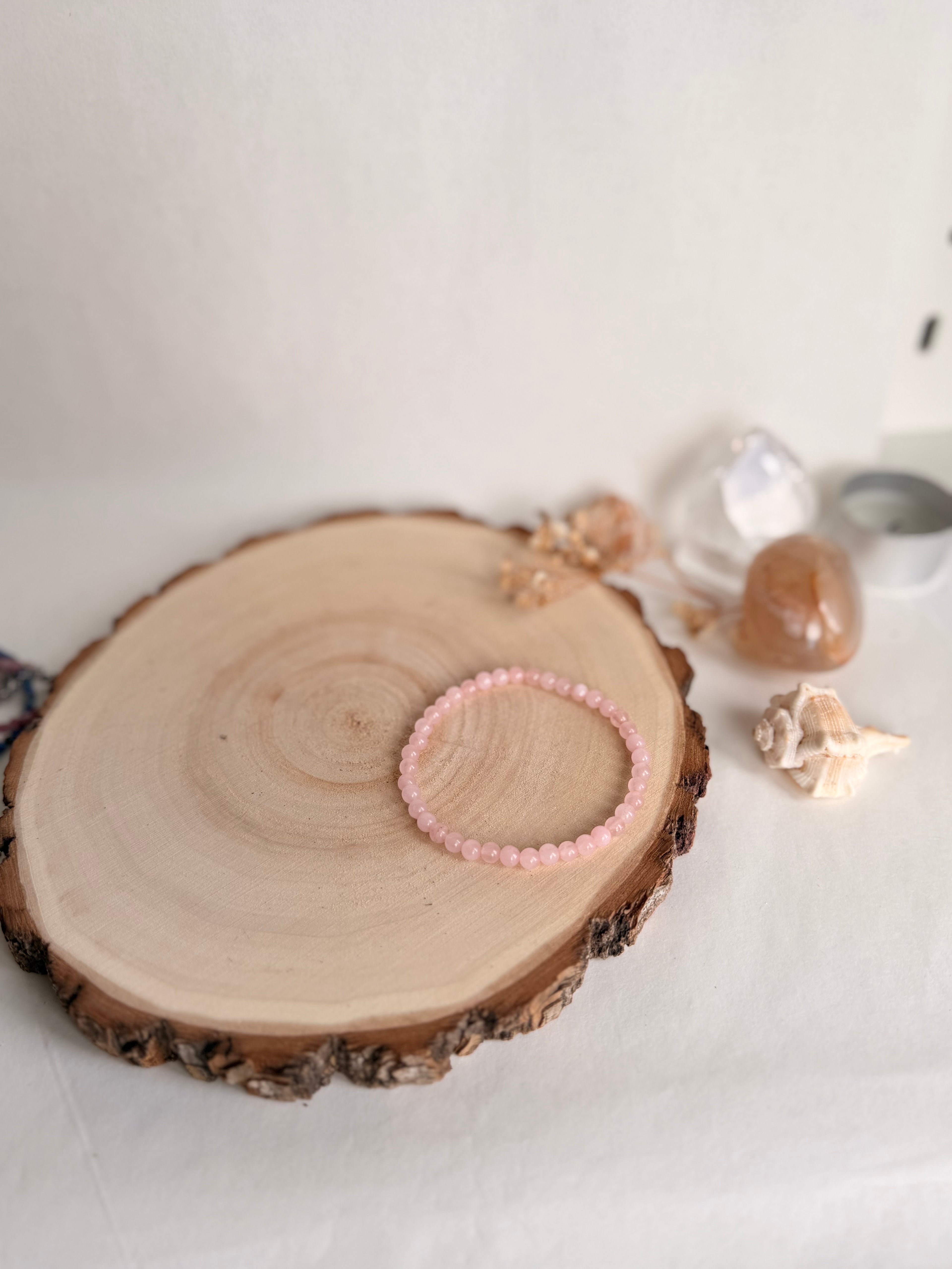 PULSERA CUARZO ROSA 4MM | AMOR PROPIO | HERIDAS EMOCIONALES