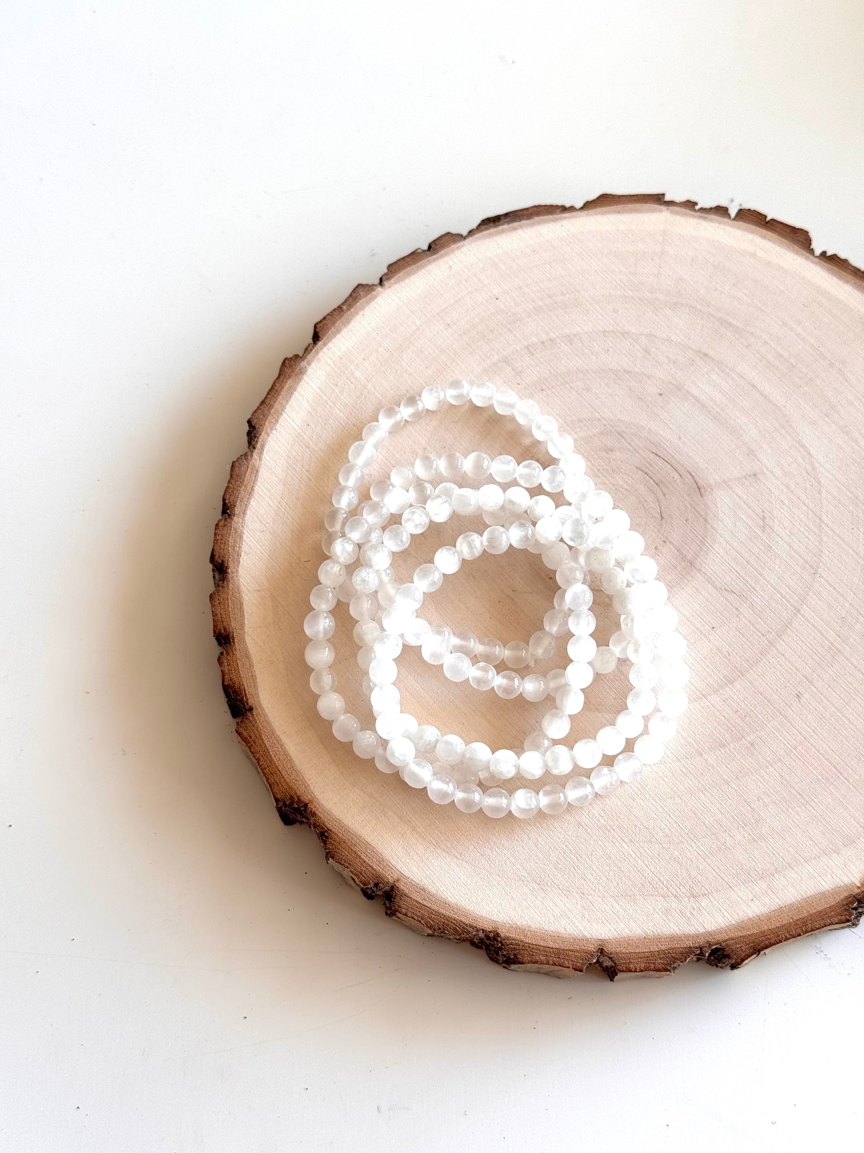 PULSERA DE SELENITA 6mm| CALMA | LIMPIEZA Y RECARGA