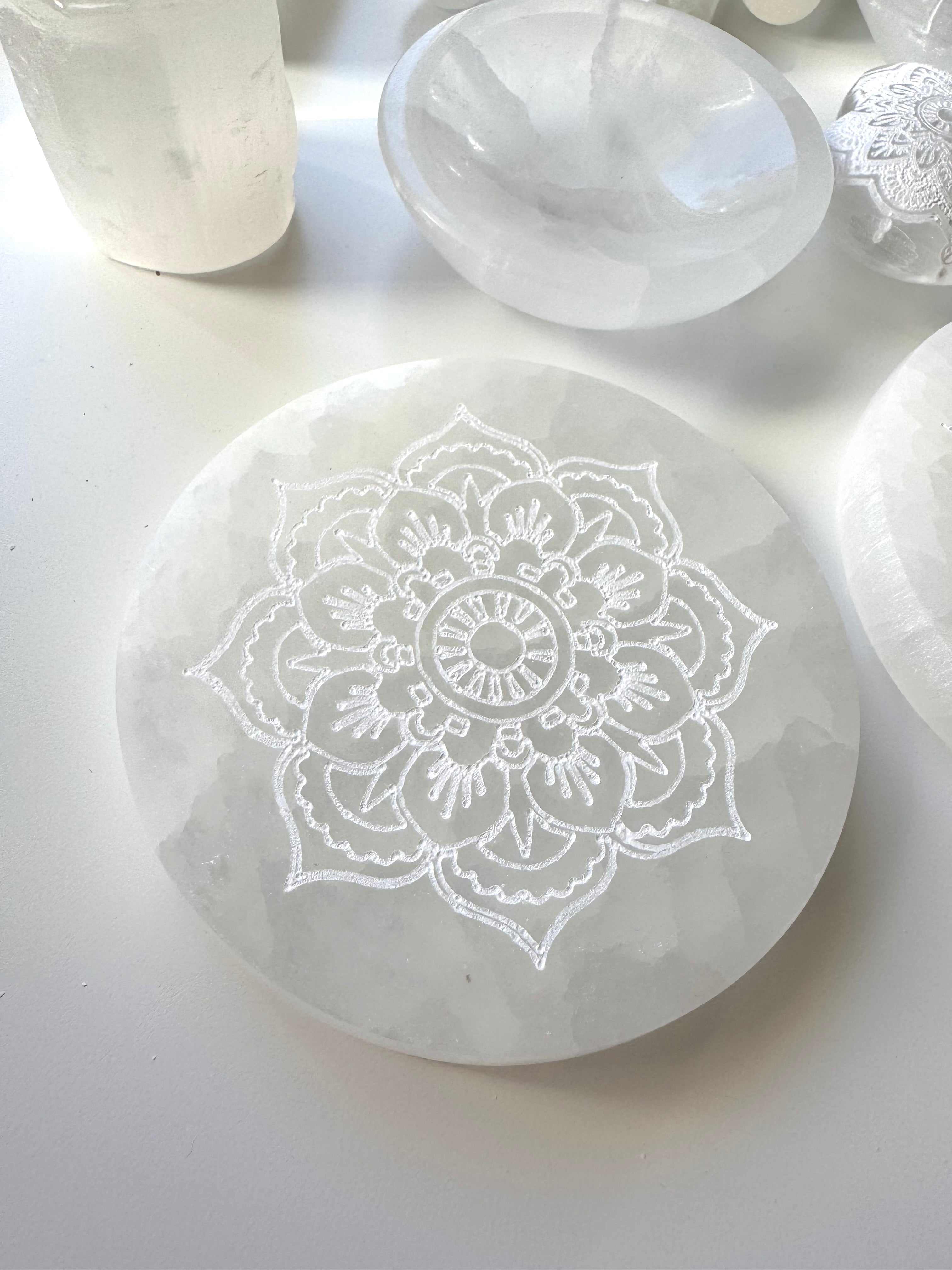 PLACA SELENITA MANDALA CALIDAD EXTRA