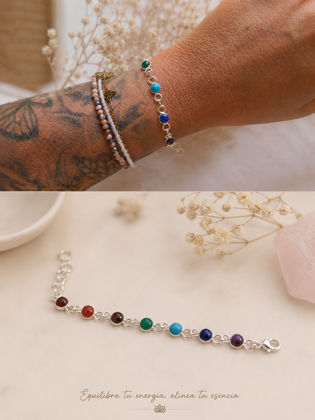 PULSERA 7 CHAKRAS PLATA