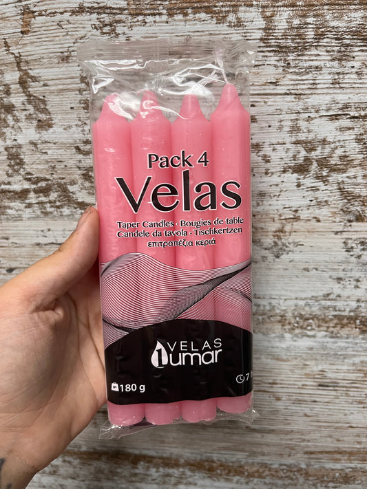 Pack velas rosas 4un 17cm