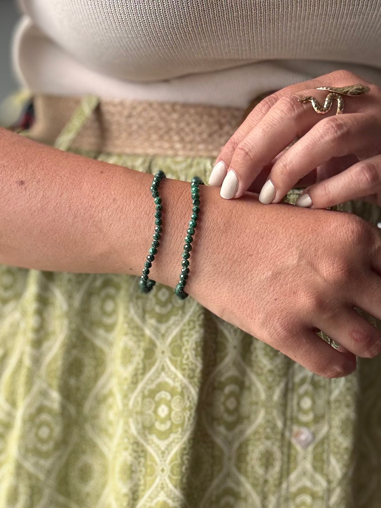 PULSERA FACETADA MALAQUITA EXTRA | TRANSFORMACIÓN | CORAZÓN