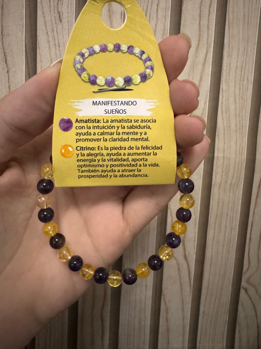 Pulsera citrino y amatista