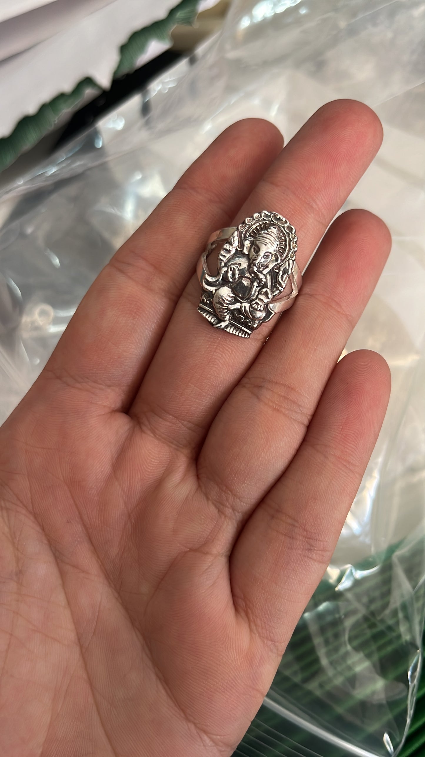 Anillo plata ajustable ganesha abrecaminos