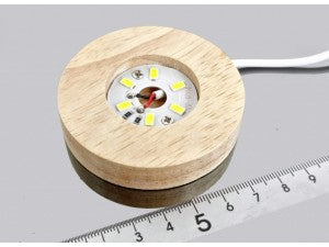 BASE DE MADERA CON ENCHUFE USB | LUZ BLANCA