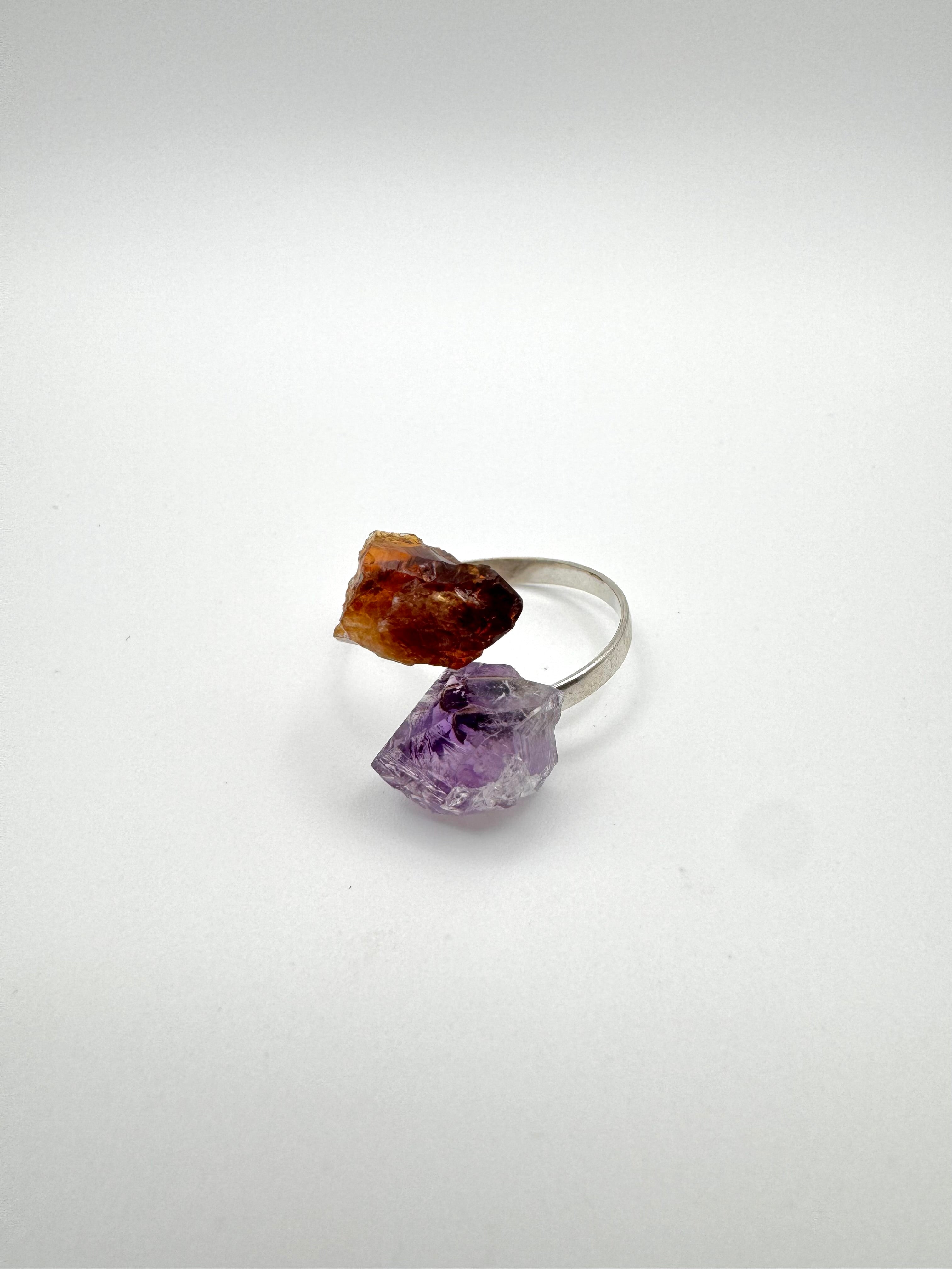 ANILLO CITRINO Y AMATISTA AJUSTABLE