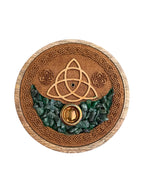 PORTA INCIENSO MADERA TRIQUETA Y AVENTURINA VERDE