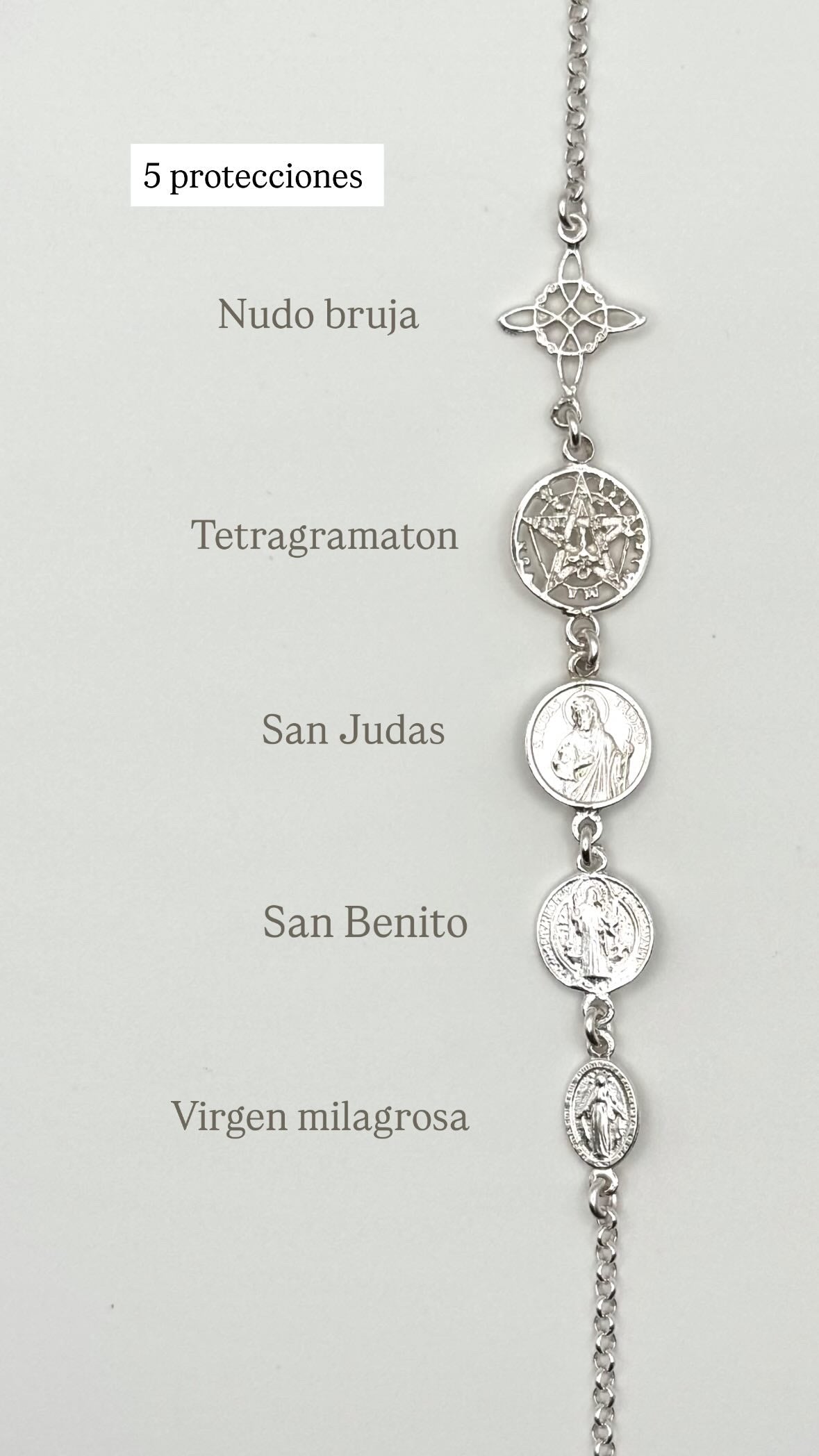 PULSERA 5 PROTECCIONES PLATA