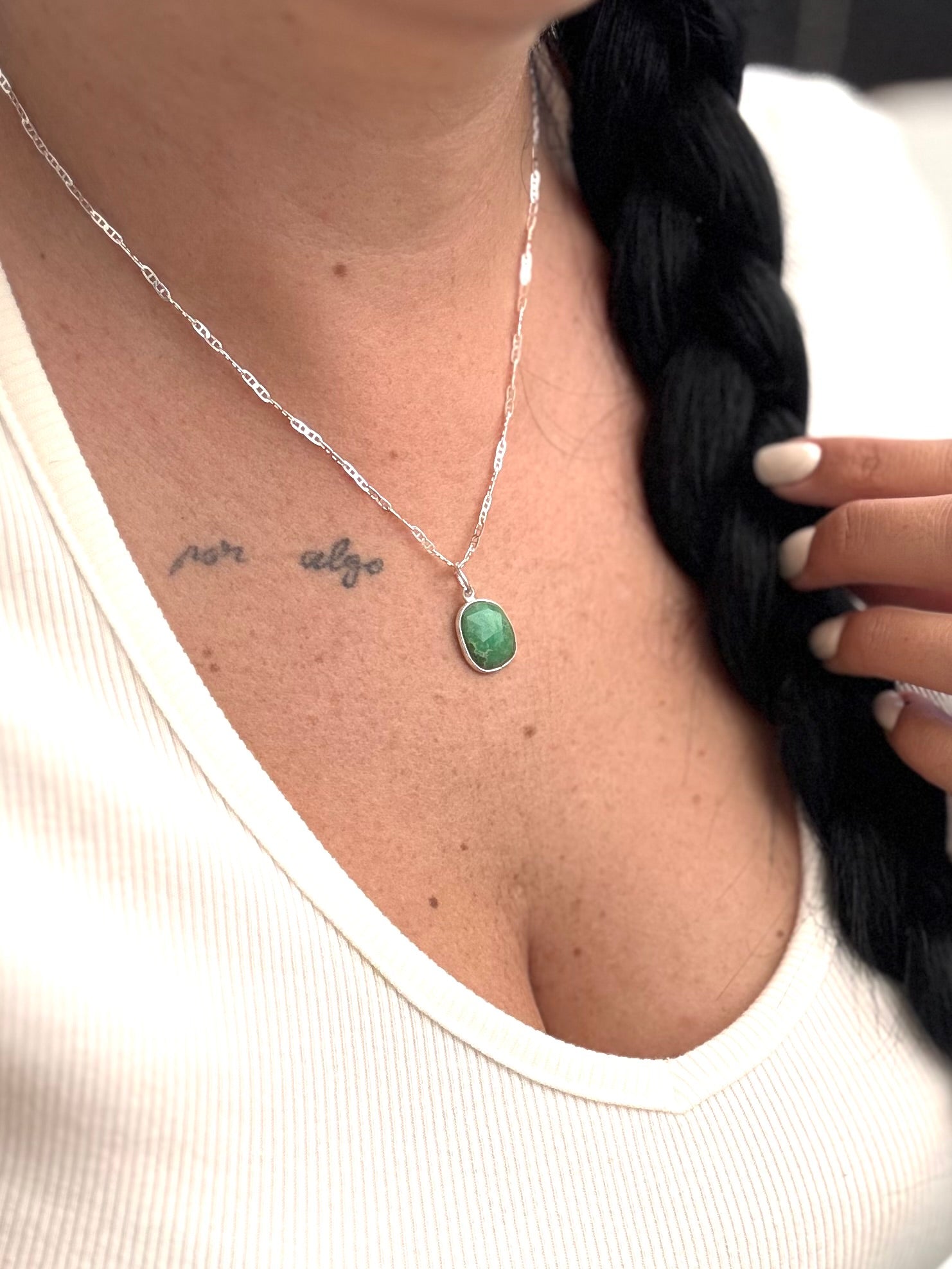 COLGANTE FACETADO  CRISOPRASA PLATA | ESPERANZA | CALMA