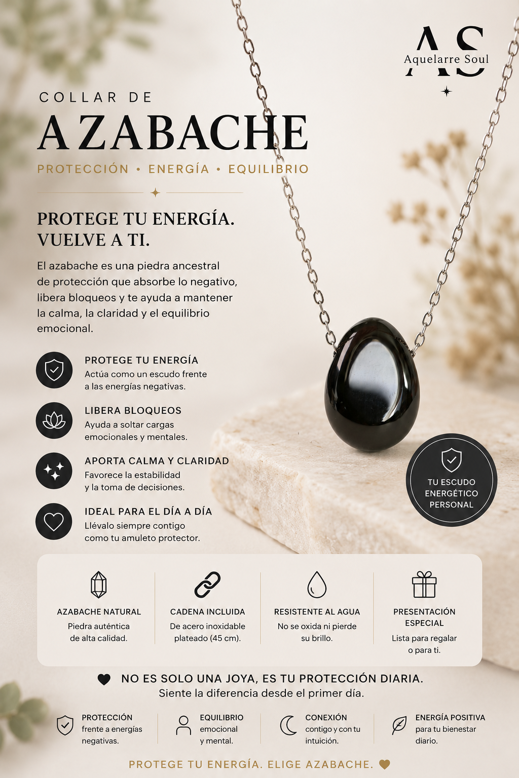 COLGANTE PROTECCIÓN ANCESTRAL AZABACHE EN GOTA