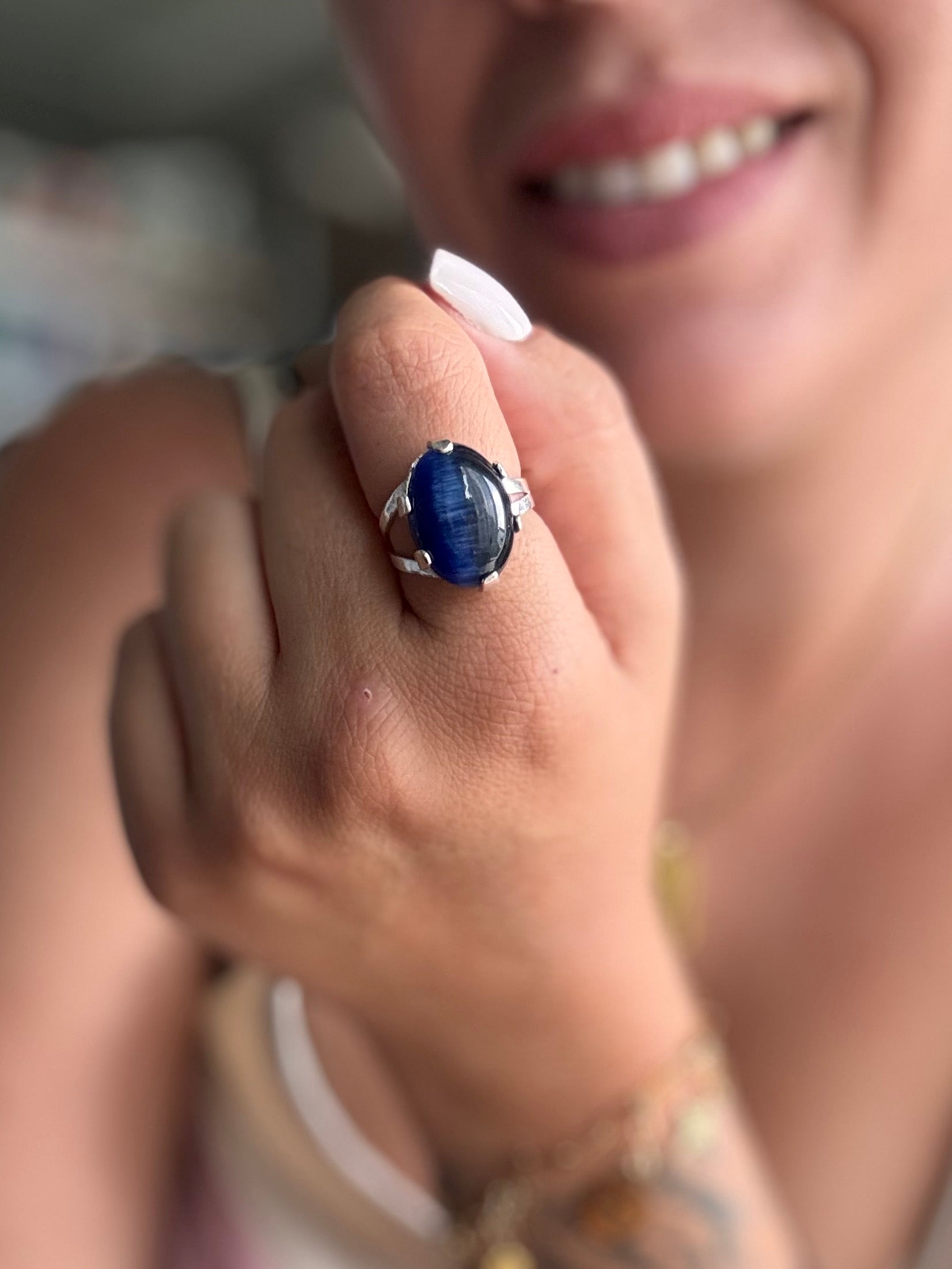 ANILLO DE PLATA AJUSTABLE ZAFIRO