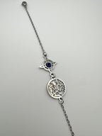 PULSERA DOBLE PROTECCIÓN ACERO CON OJO TURCO