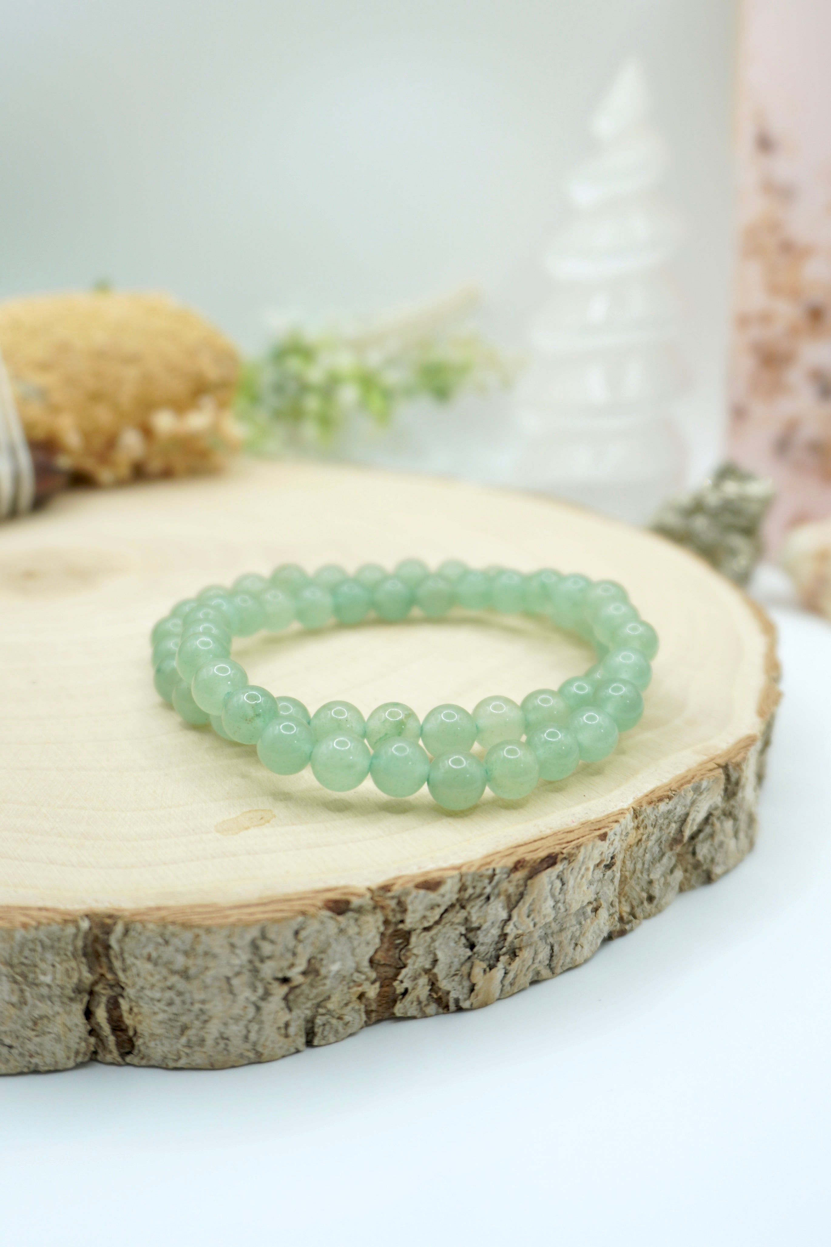 PULSERA ELÁSTICA AVENTURINA | SUERTE | CALMA | NUEVOS COMIENZOS