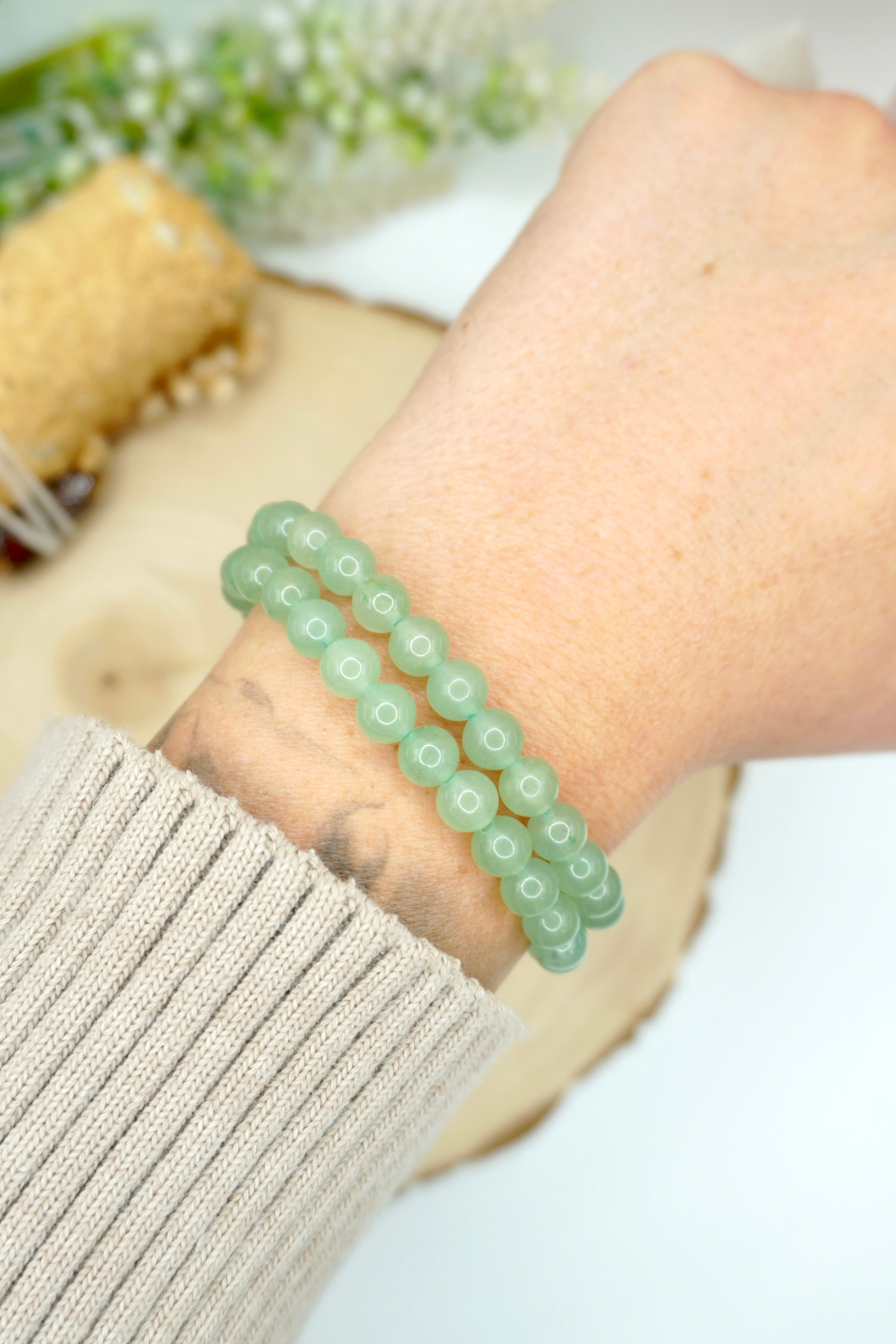 PULSERA ELÁSTICA AVENTURINA | SUERTE | CALMA | NUEVOS COMIENZOS