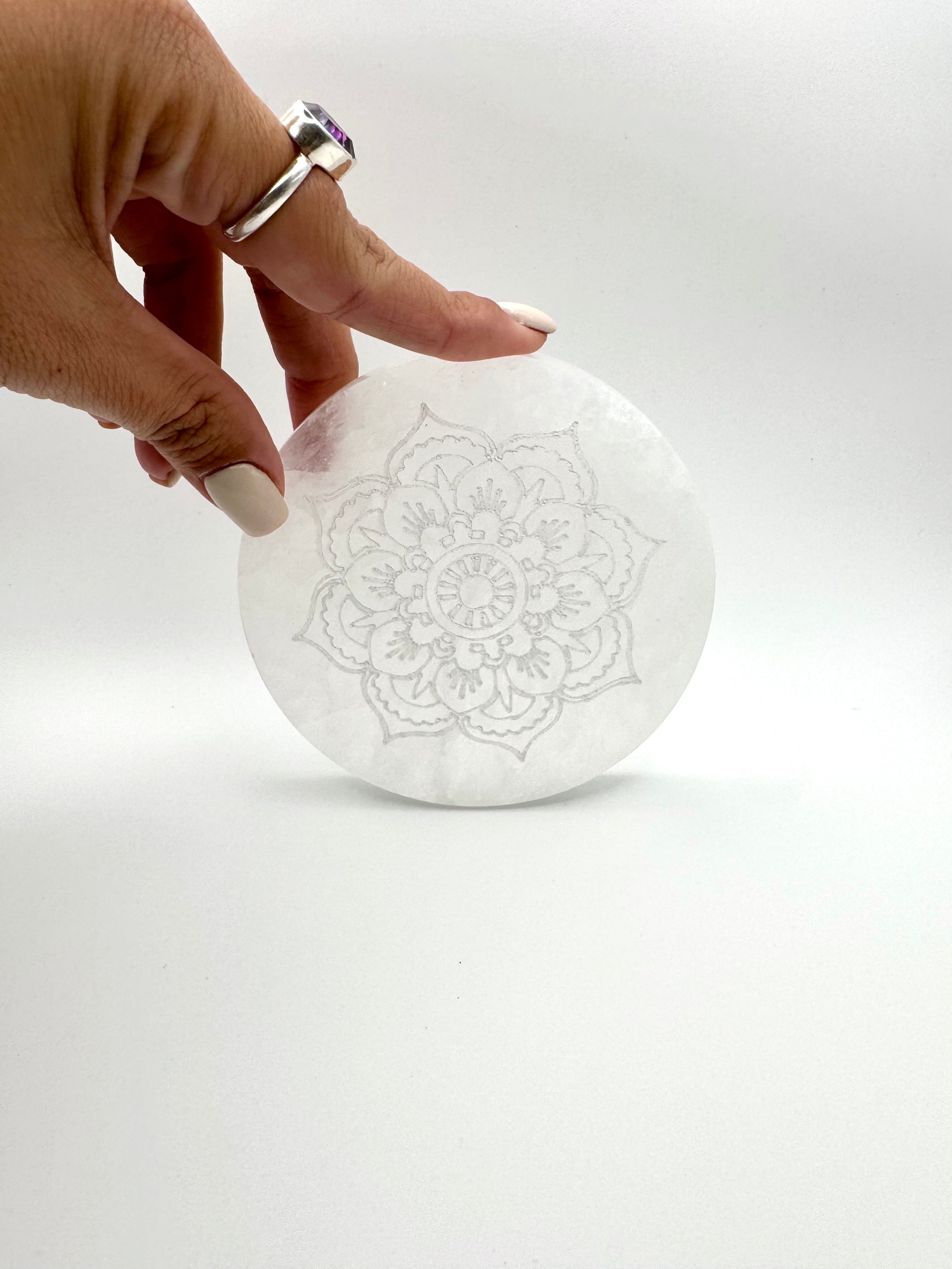 PLACA SELENITA MANDALA CALIDAD EXTRA