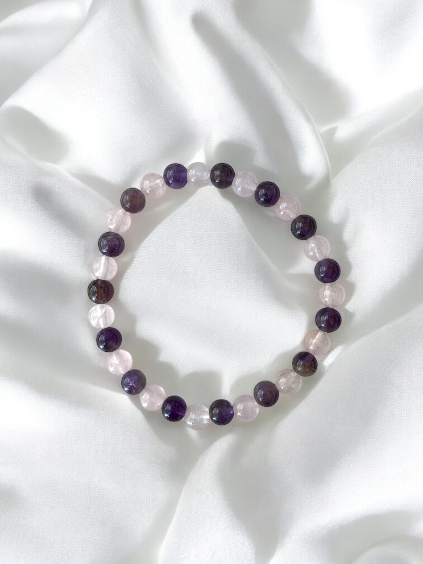 PULSERA COMBINADA | CUARZO ROSA Y AMATISTA | AMOR PROPIO