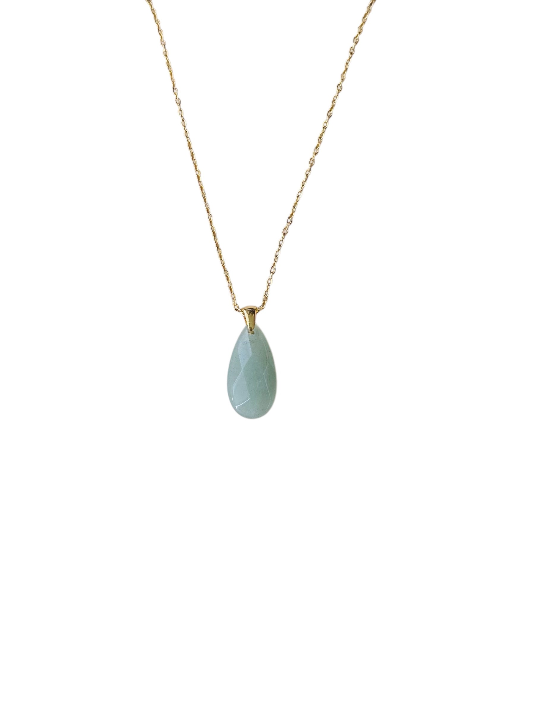 COLGANTE EN ACERO DORADO | FACETADO AVENTURINA | PROSPERIDAD