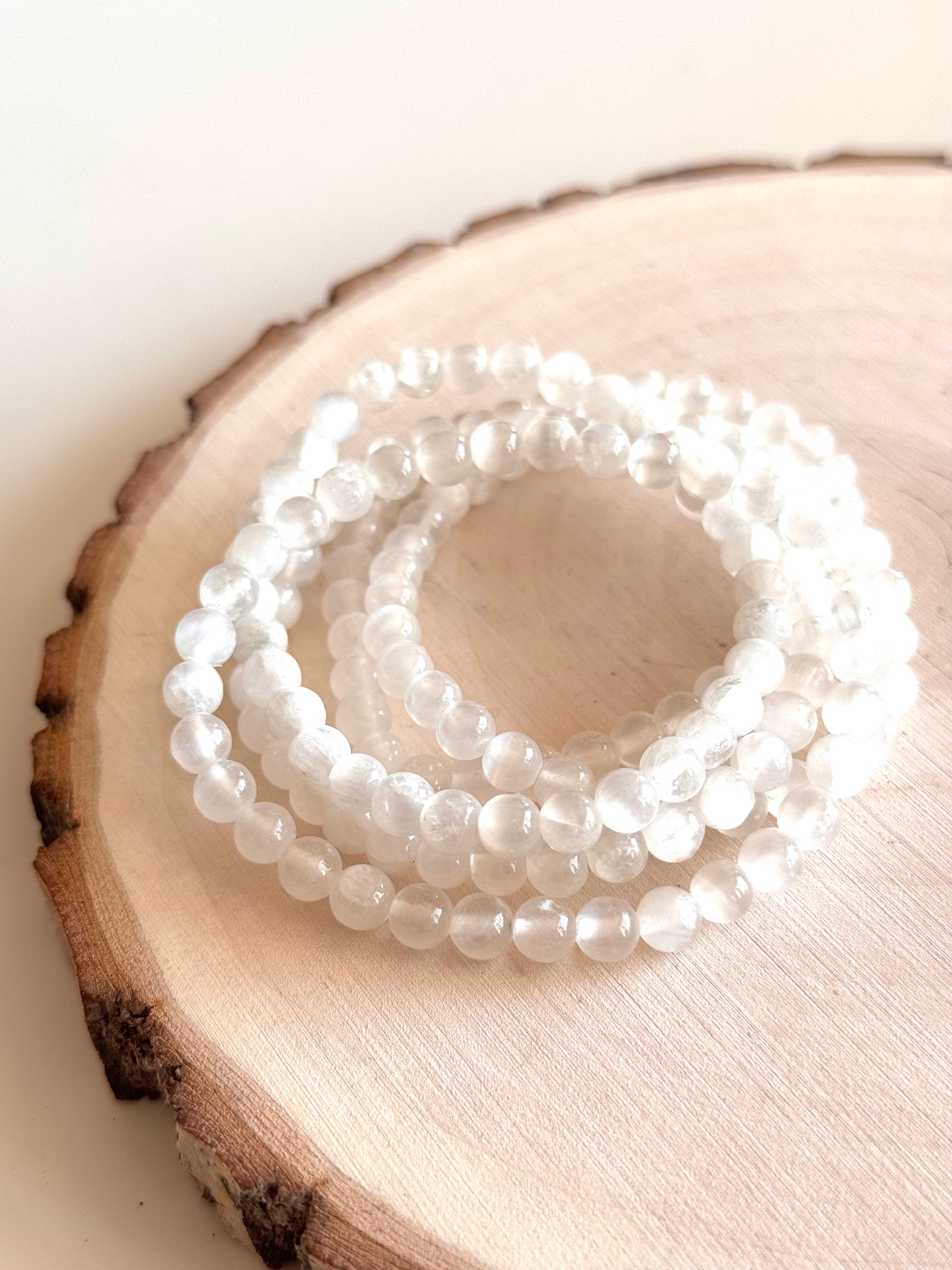 PULSERA DE SELENITA 6mm| CALMA | LIMPIEZA Y RECARGA